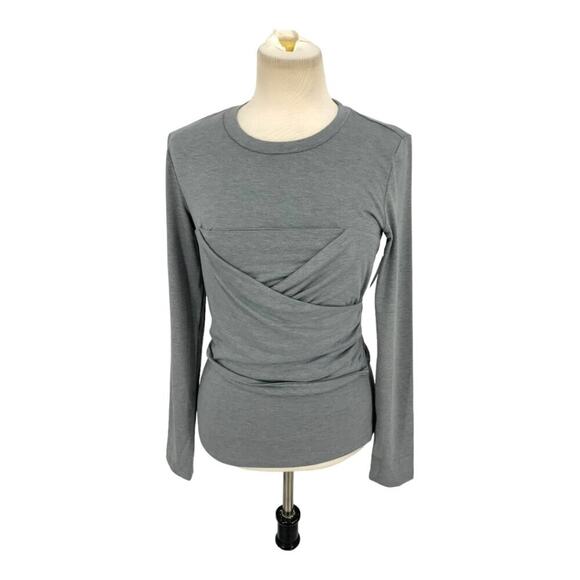 Vero Moda Nelly Ruched Knit Top Gray Size Medium NWOT $62 MSRP - Picture 2 of 8